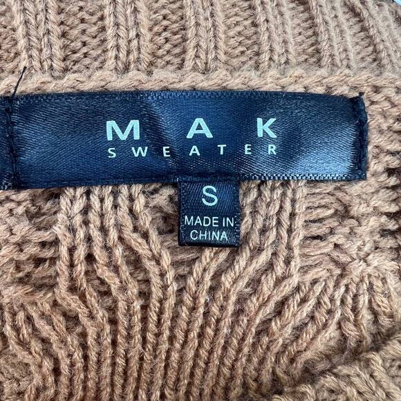 MAK Cable Knit Sweater Dress Long Sleeve Camel Color MK3451 - Picture 4 of 10